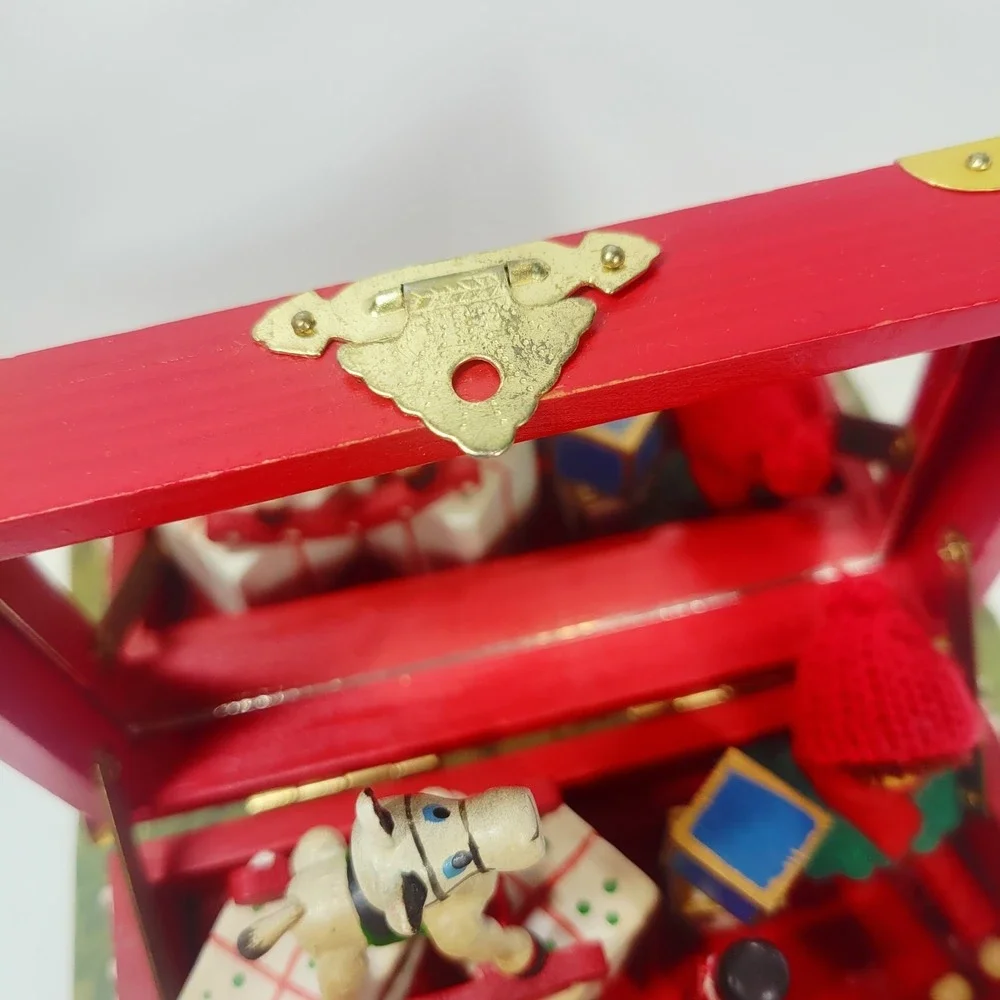 Vintage Christmas Music Box Plays‎ Toy Land Wooden Toys Red